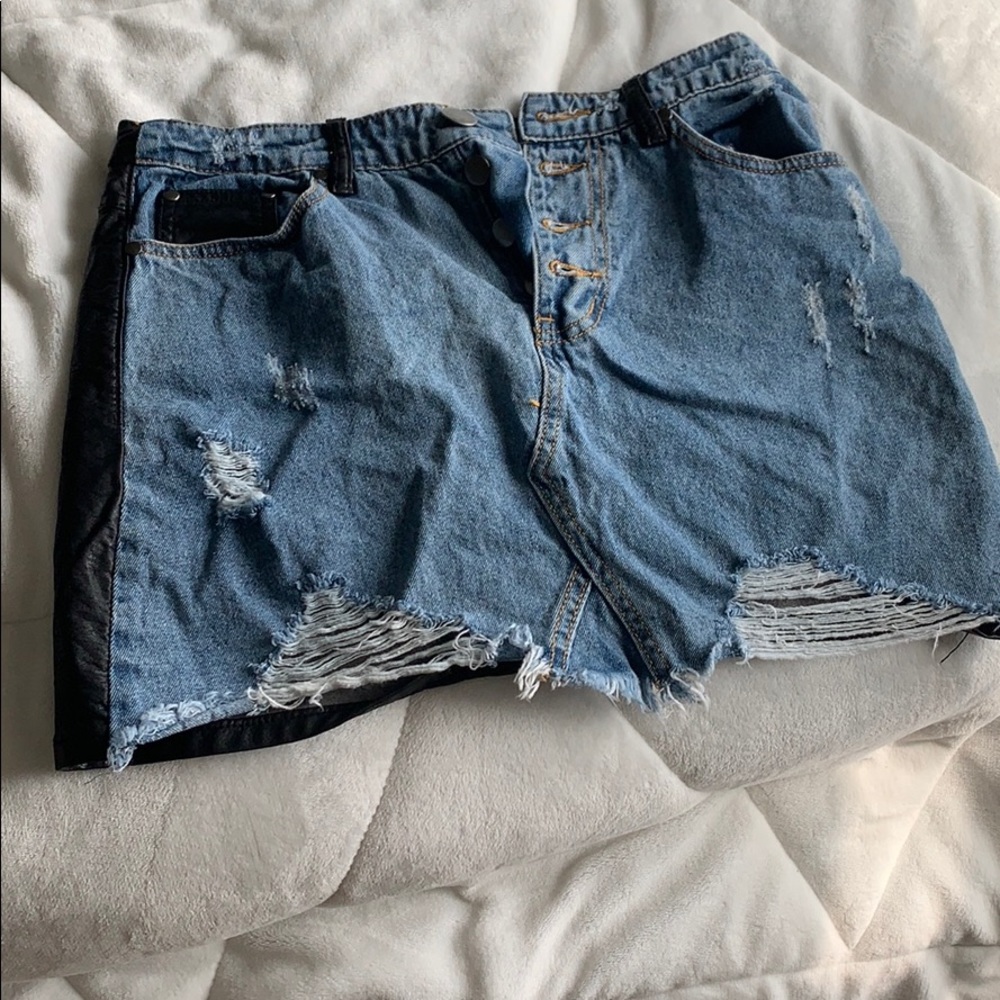 Jean and Leather skirt